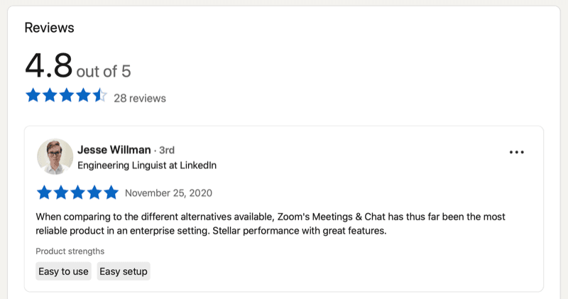 Product review testimonial screenshot from Jesse Willman